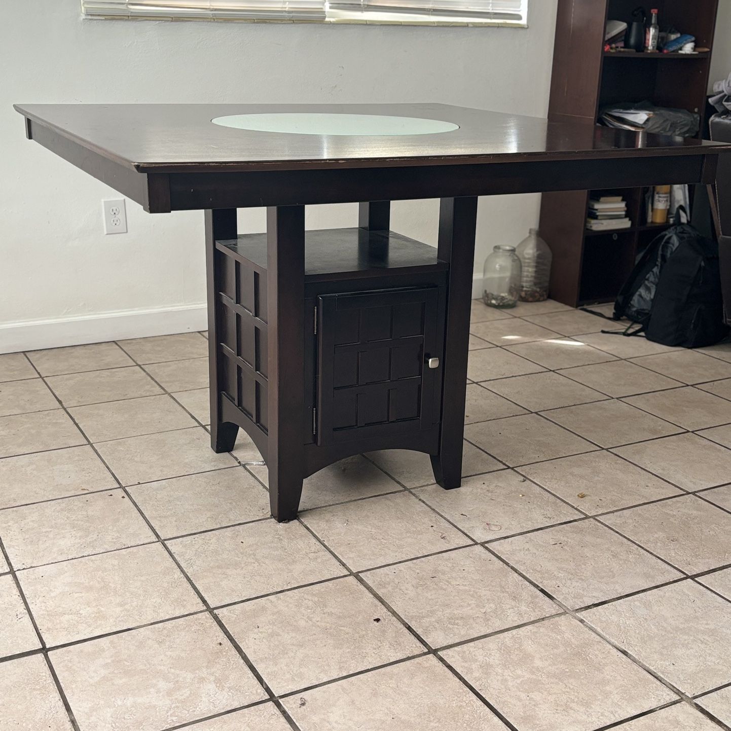 52” Table w Lazy Susan & Storage 