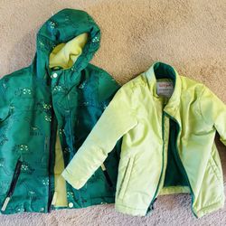 Boy’s 2 Piece 5T Cat & Jack Coat and Removable Light Jacket; Green with Dinosaur Designs