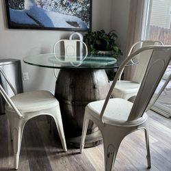 Round Industrial Dining Room Set