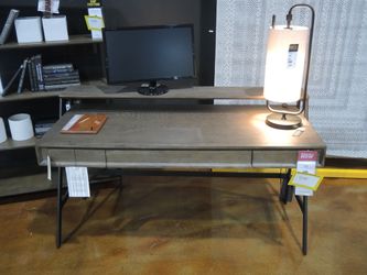 Modus Finch Home Office Desk - Buckwheat With Antique Bronze Metal