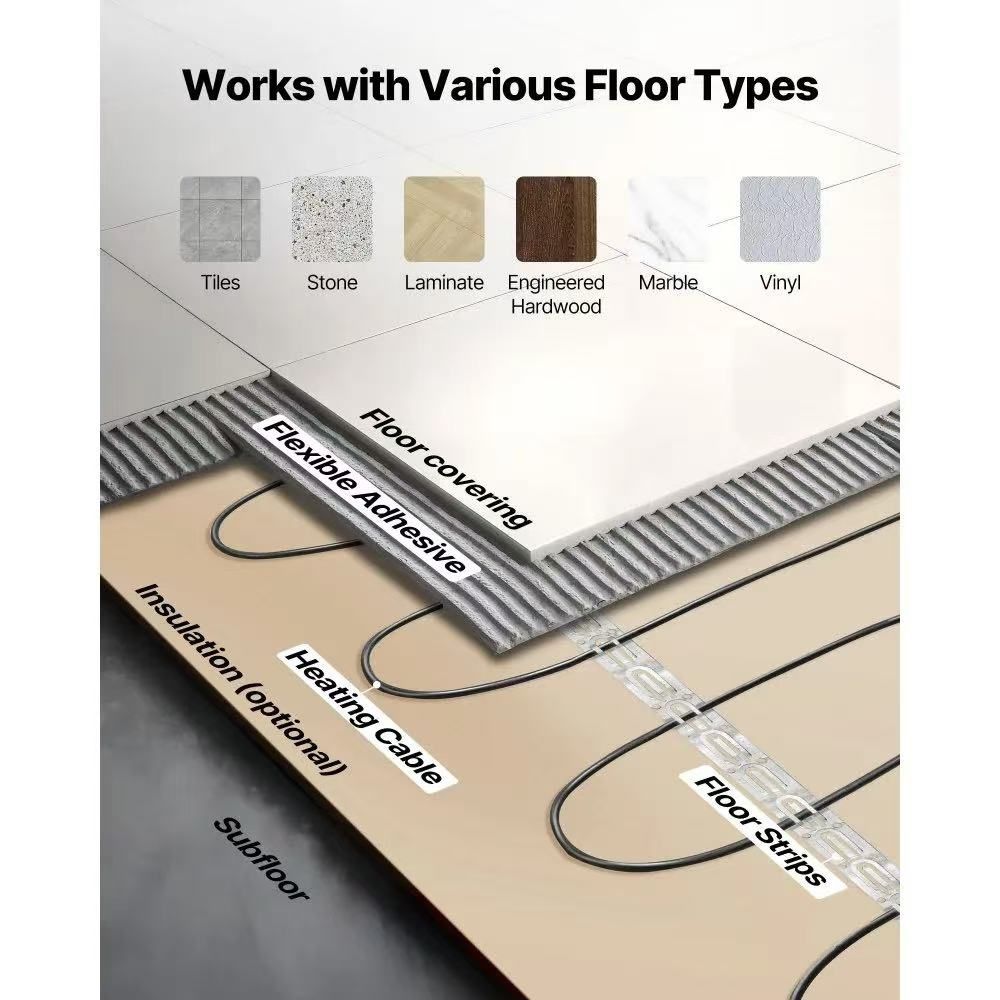radiant floor electric underfloor heating kit for vinyl flooring