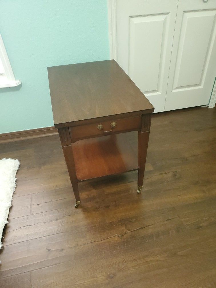 Vintage Mersman 25-22 End Side Table with Drawer and Storage Shelf
