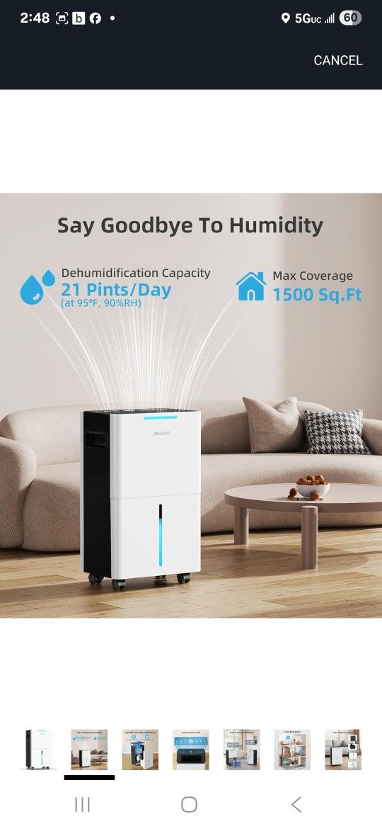 (528)
1500 Sq. ft Dehumidifier for Basement and Large Room, 21 Pints Dehumidifiers for Home with Drain Hose, Intelligent Humidity Control, 3 Modes, 24