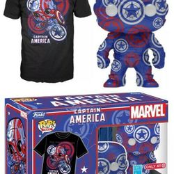Marvel: Captain America - Art Series Pop Vinyl Figure and Unisex T-Shirt 