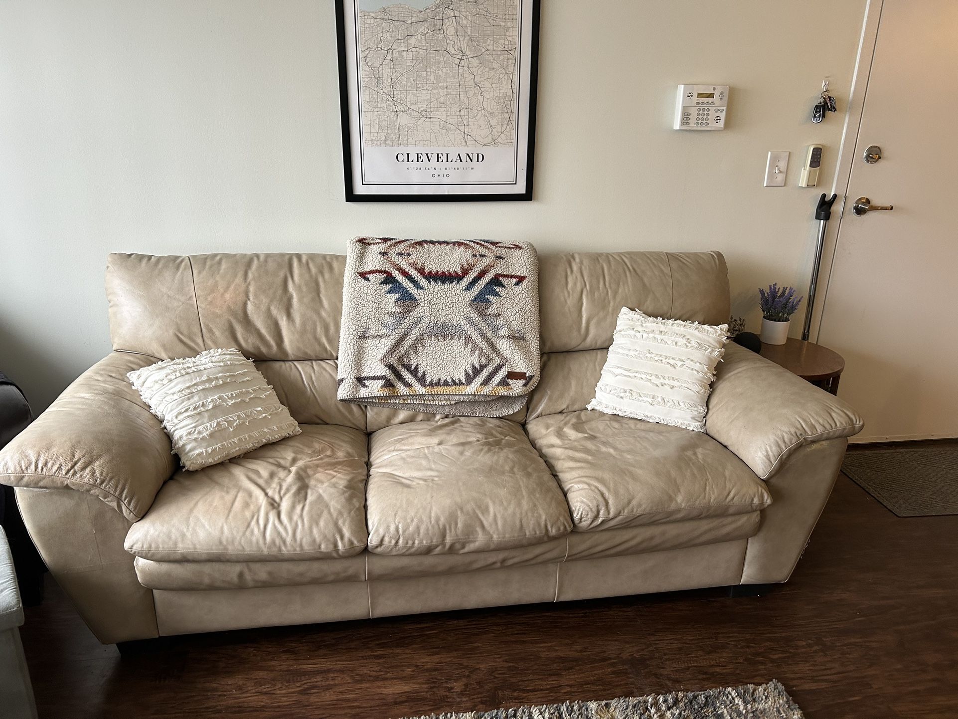 Tan 3 seat leather couch