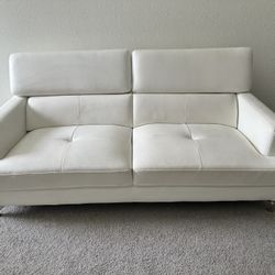 Modern Miami Italian Leather White Couch; Original Cost $2395 Sale: $650