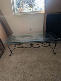 Metal and glass coffee table