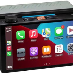  JENSEN J5UP7 7-inch Top Mount Control Touchscreen Receiver with Certified Wireless Apple Carplay Android Auto | Double DIN Car Stereo with Bluetooth 