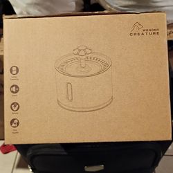 Wonder Creature Cat Water Fountain with Stainless Steel Lid, 2.4L/81oz Automatic Cat Fountain with LED Light and Water Level Window for Cats and Dogs