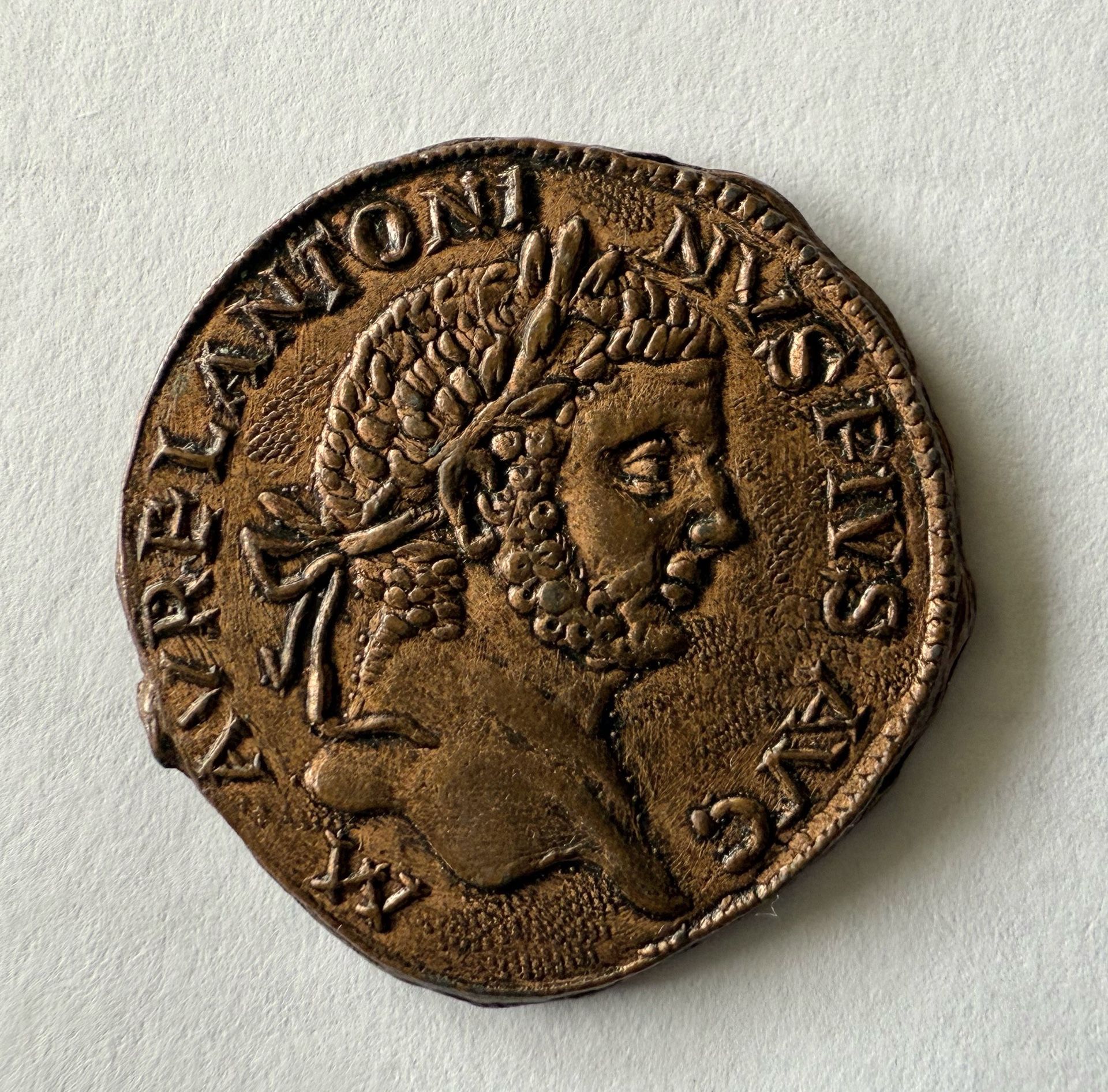 Replica Ancient Roman Emperial Coin of a Caracalla sesterce (188 AD-217 AD)