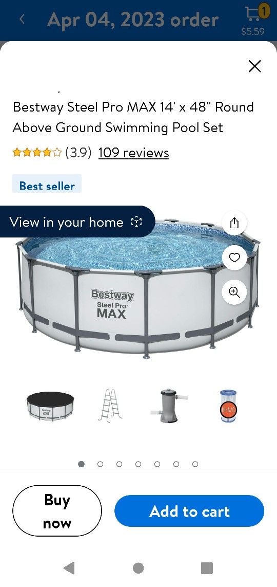 Bestway Steel Pro MAX 14' x 48" Round Above Ground Swimming Pool Set