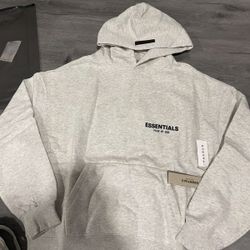 Authentic Fear of God Essentials Light Oatmeal Hoodie Size L (Oversized Fit)