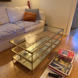 3 Tier Gold Glass Coffee Table