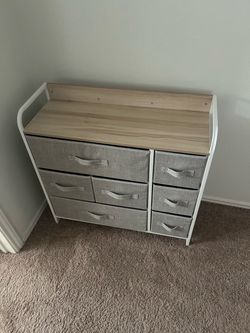Gray and white dresser with 7 drawers #dresser #storage
