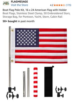 Boat Flag Pole Kit with American Flag