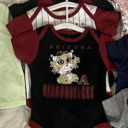 New Baby 0-3 Month Diamondbacks Set Of 3 Onesies / Bodysuits NWT