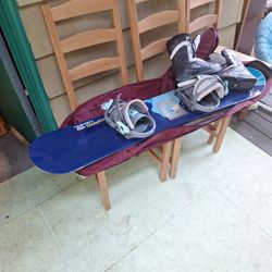 Rossignol  125cm Snowboard  New Mirrov Boots Size 6 And Carry On Bag