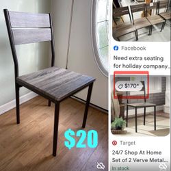 $20 Metal chair 🪑 great for Desk/dining etc in good condition,wooden like material