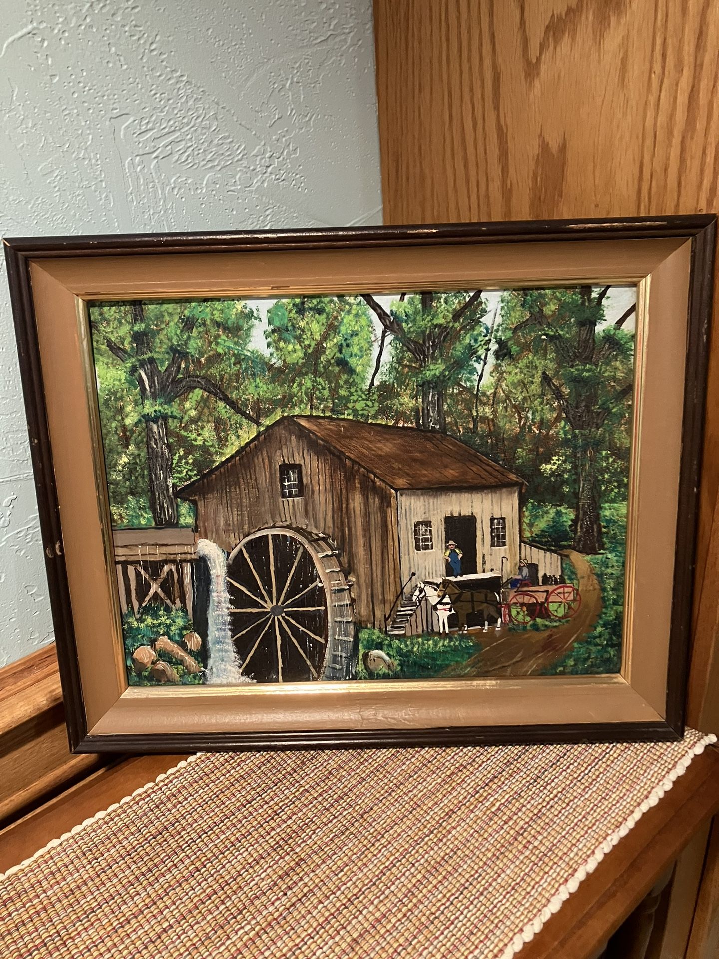 Vintage 1967 Painting of a Grist Mill
