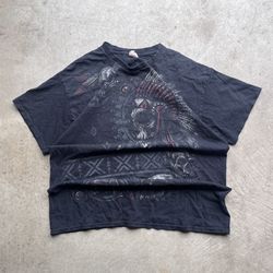 Vintage Y2K Grunge Skull Faded Black Graphic T Shirt