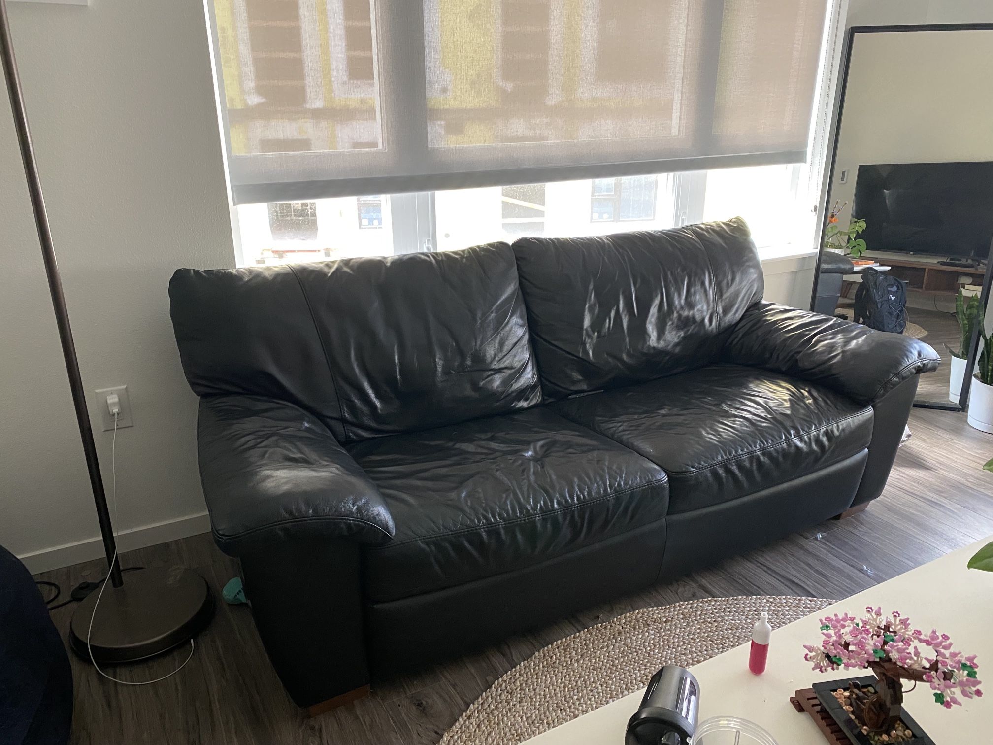 Black leather couch