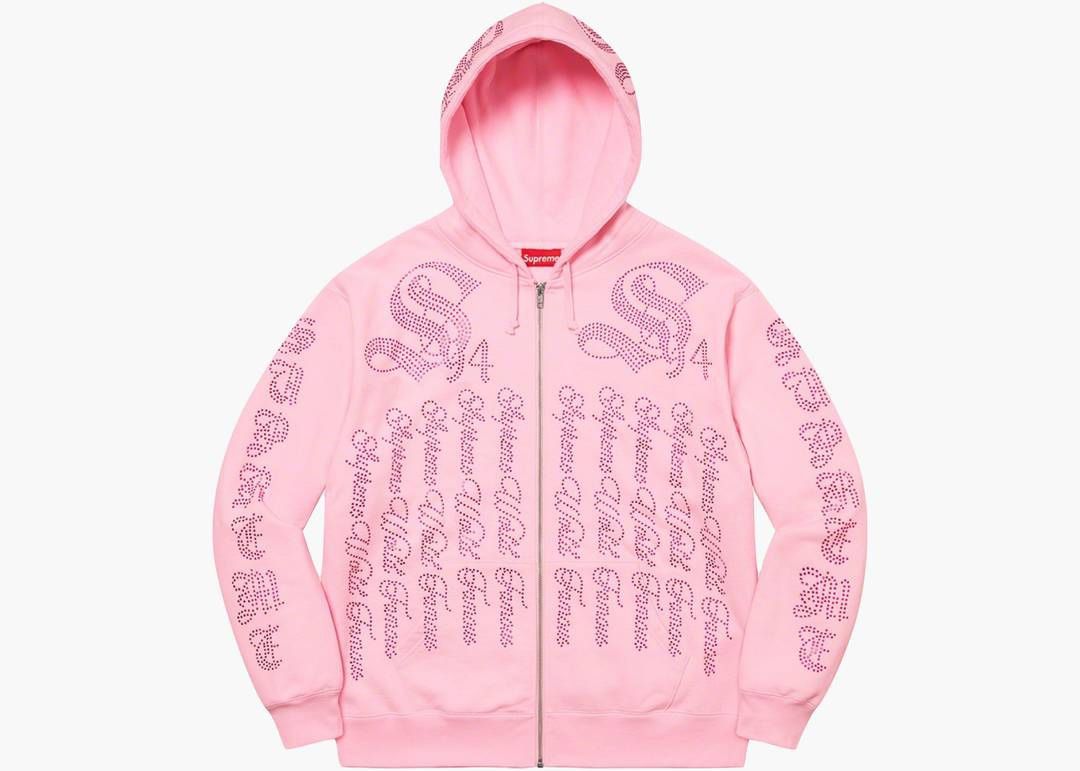 SUPREME RHINESTONE ZIP UP HOODIE 