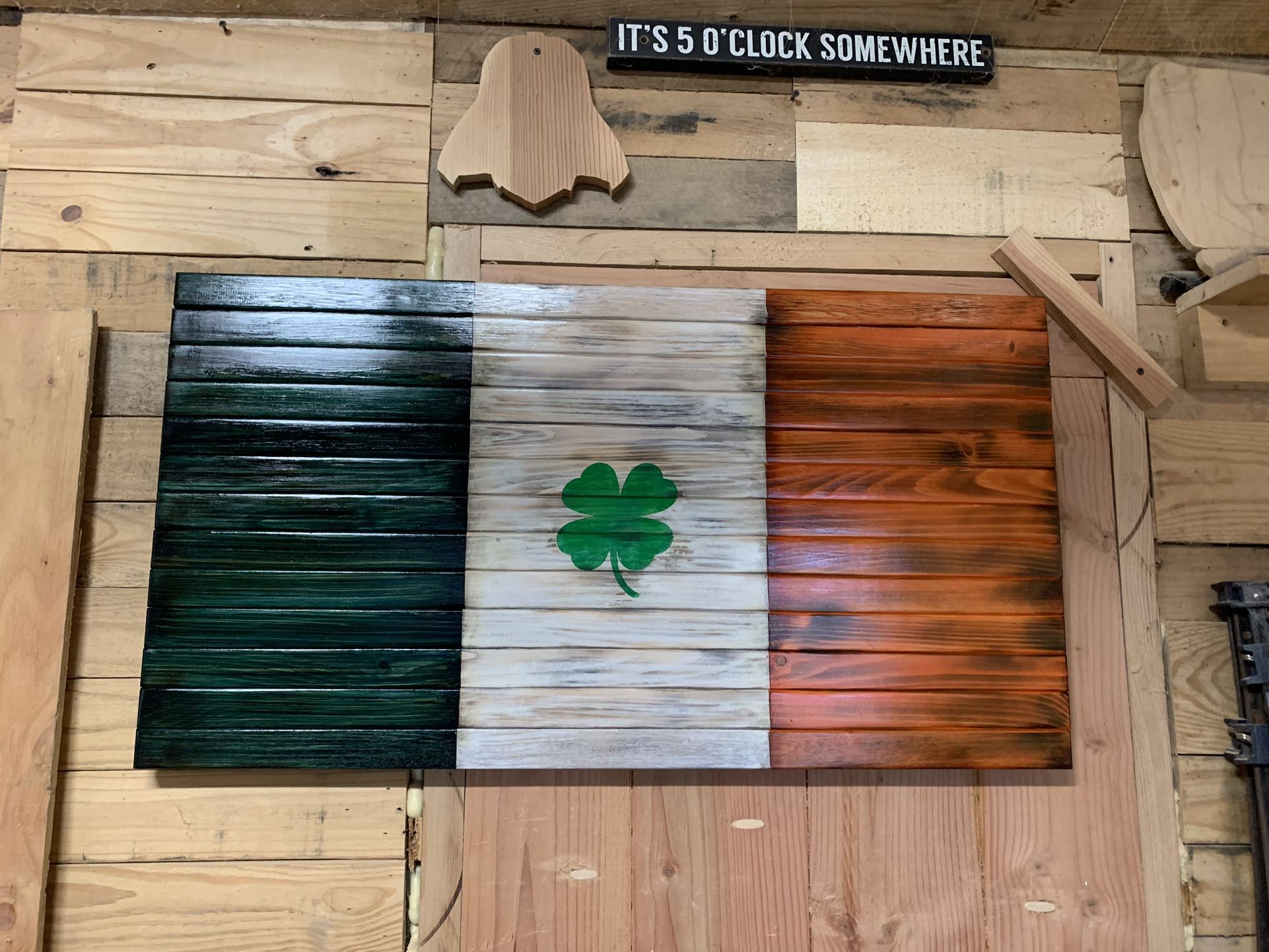 Rustic Wooden Irish Flag