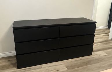Black 6-Drawer Double Dresser (63x19.5x30.5)