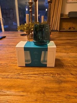 Anthropology 'the Morgan Collection' Set Of 2 Stemless Wine Glasses, Teal