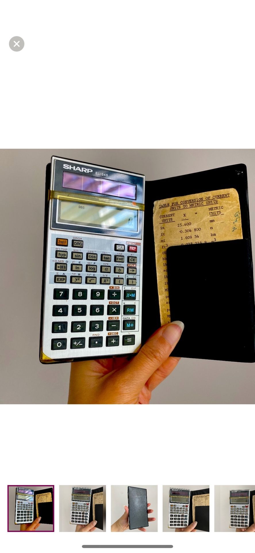 Vintage Sharp EL-545 Solar Cell Battery Pocket Scientific Calculator w Case