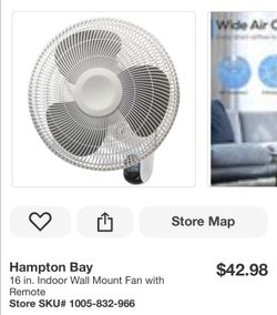 Hampton Bay 16-Inch Wall Mount Fan with Remote
