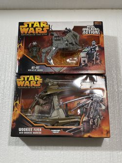 Star Wars Revenge Of The Sith Vehicle Figure Sets (Wookiee Flyer And AT-RT)