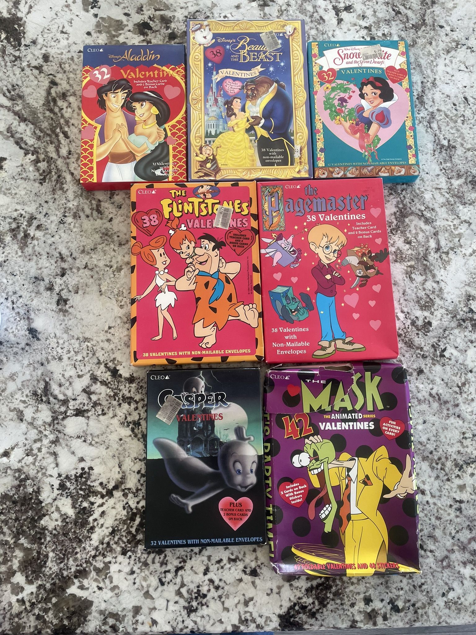 Valentines cards 1990s Disney and kid's cartoon lot of 7 NIB Lot by CLEO 1(contact info removed) "vintage"