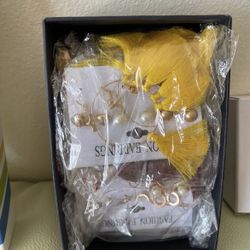 Earrings for Women Girls, Boho Statement Tassel Earrings Ethnic Hoop Silver Drop Dangle Earrings Set