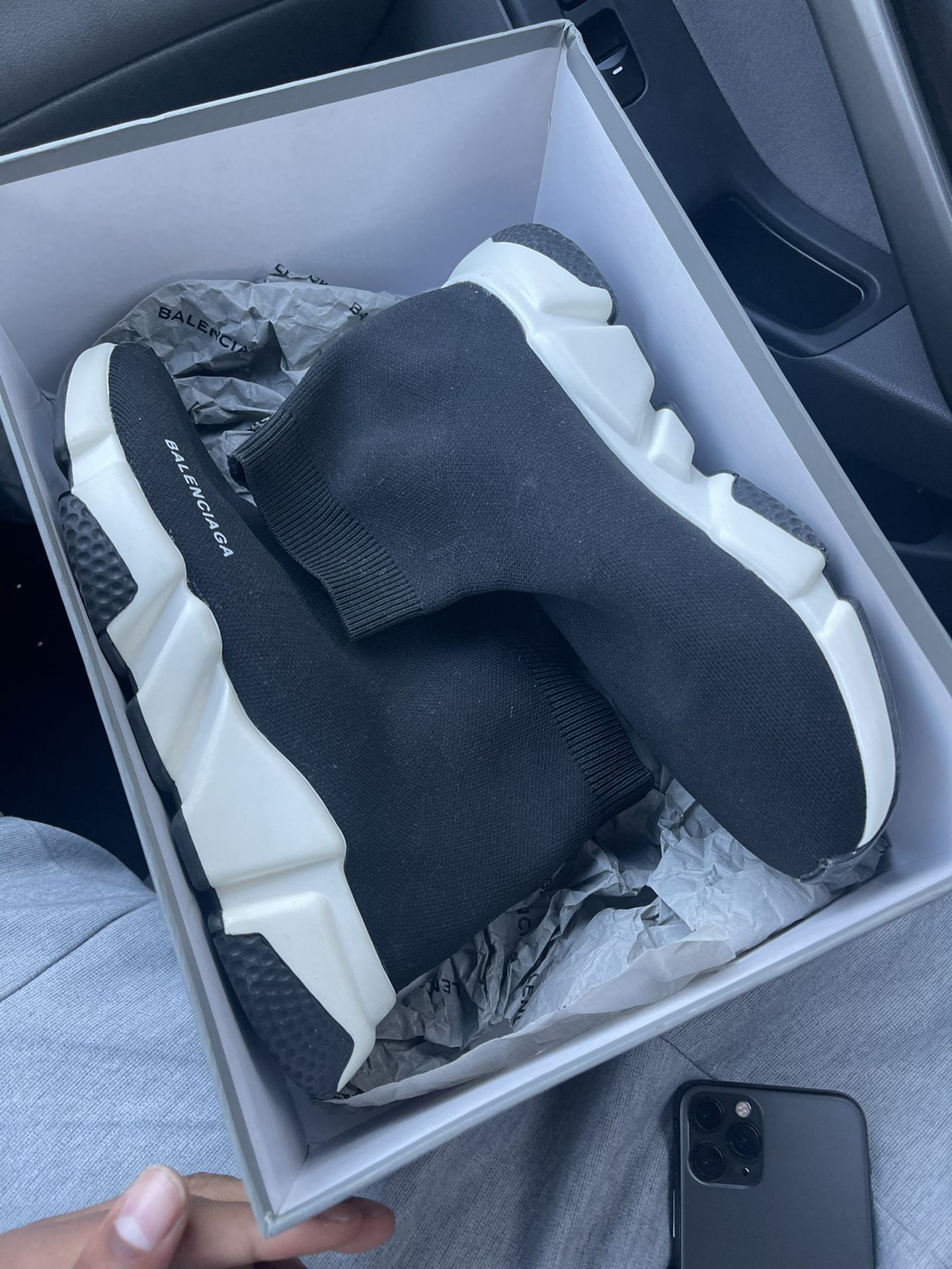 Balenciaga, size 7, black and white,