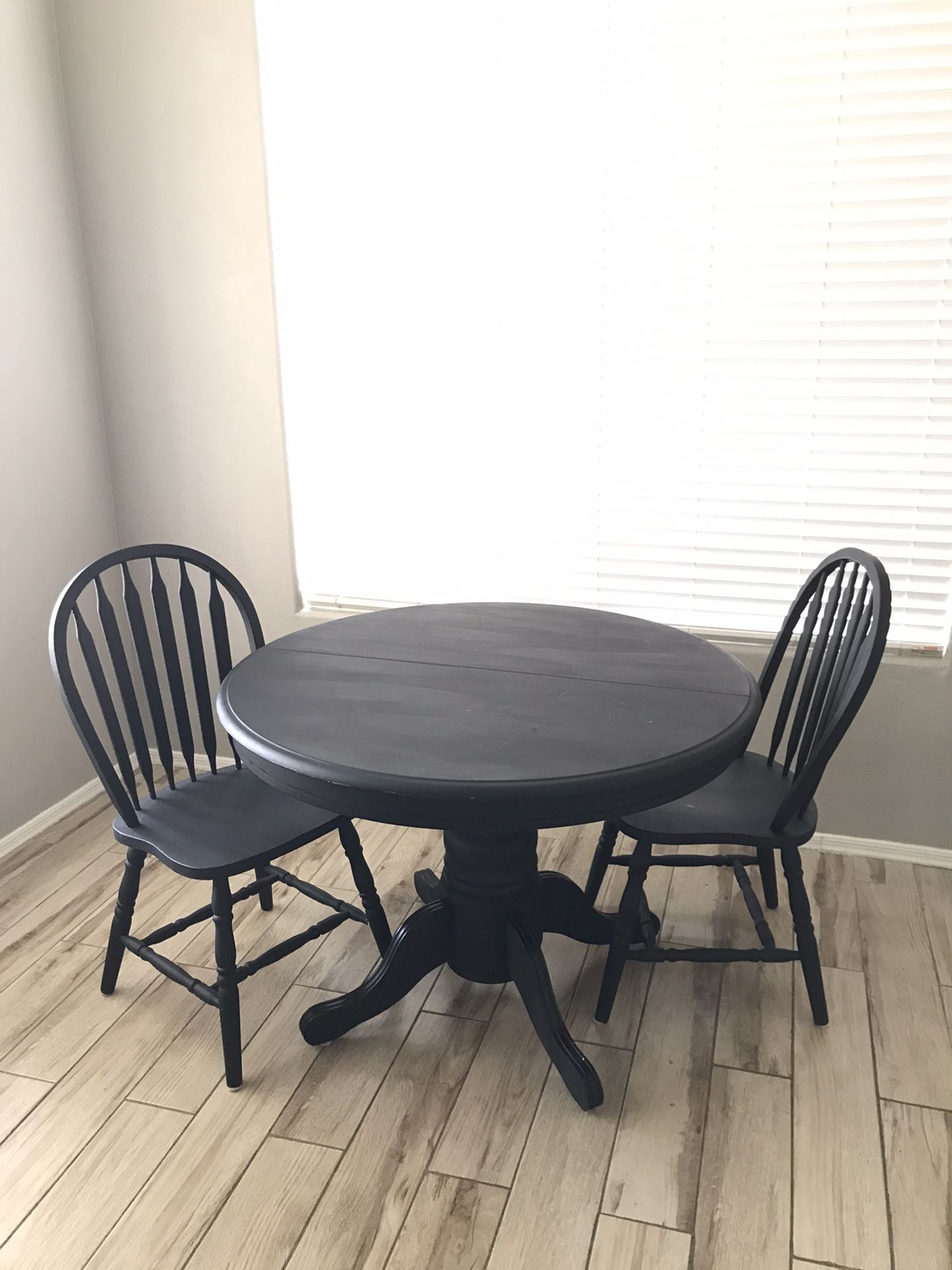 Black Dining Table with Leaf & 4-Chair Set