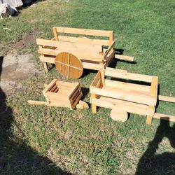 Hand Made Wood Wheel Barrels 