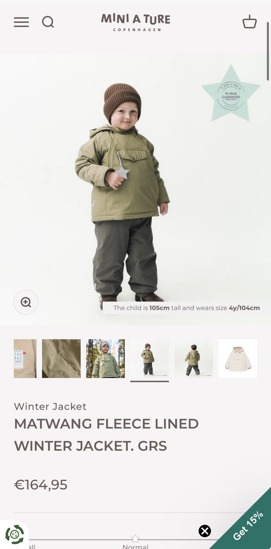 Mini A Ture Waterproof Winter Jacket Retail $225