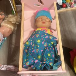 Toy Crib And Doll 