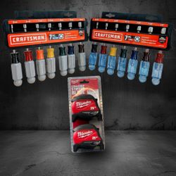 Craftsman Nut Driver Combo + Milwaukee 25’ Tape Measures