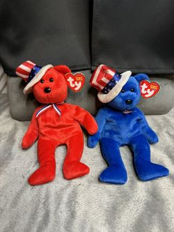 Sam (red) & Sam (blue) Ty Beanie babies