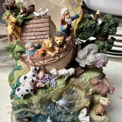 Detailed Noah’s Ark Figurine with Animals - Resin Tower with Noah, Lions, Elephants, Dolphins & More