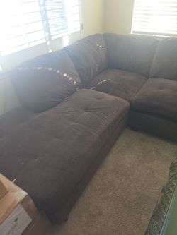 Dark Brown Fabric Sectional Sofa