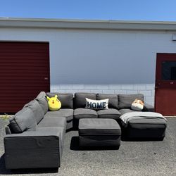 Large Gray Sectional Couch Sofa W ottoman