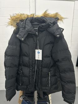 Black Women’s Hooded Fur Puffer Jacket