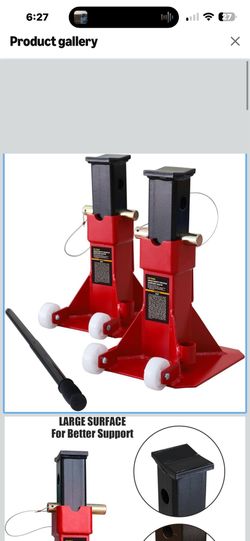 Torin ATZ220006PB Heavy Duty Jack Stands: Pin Style Jack Stand with 2 Casters and Handle, Easily Portable Car Stand for Car SUV, Truck and Pick Up, 22