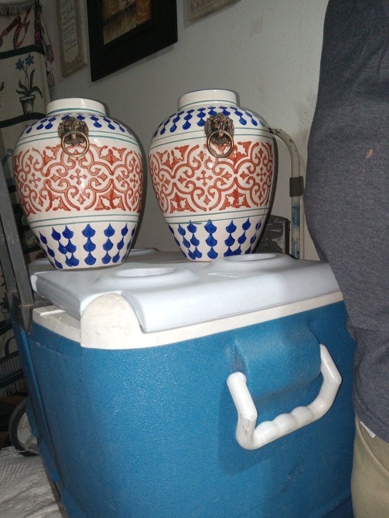 Vintage  Lion Vases