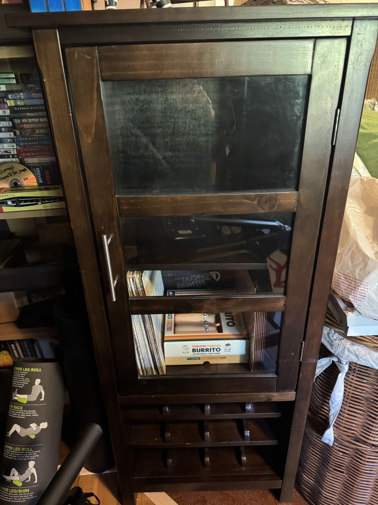 1 Wine/Bar/Cookbook Wood Storage Cabinet