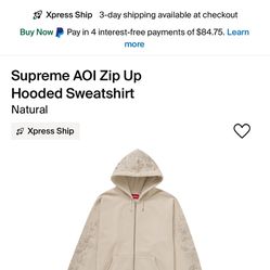 Supreme AOI Zip Up Hooded Sweatshirt Size M
