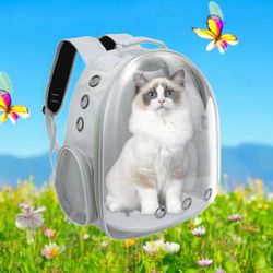 Gray -PetPack Adorable Bubble Carrying Bag for Small, Medium dogs Cats, Space Capsule Pet Park, Hiking backpack, Airline Approved Travel Carrier  